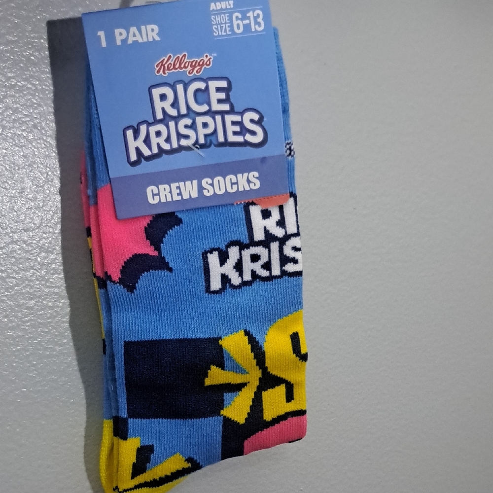 Kellogs Rice Krispies Crew Socks New Adult Shoe Size 6-13